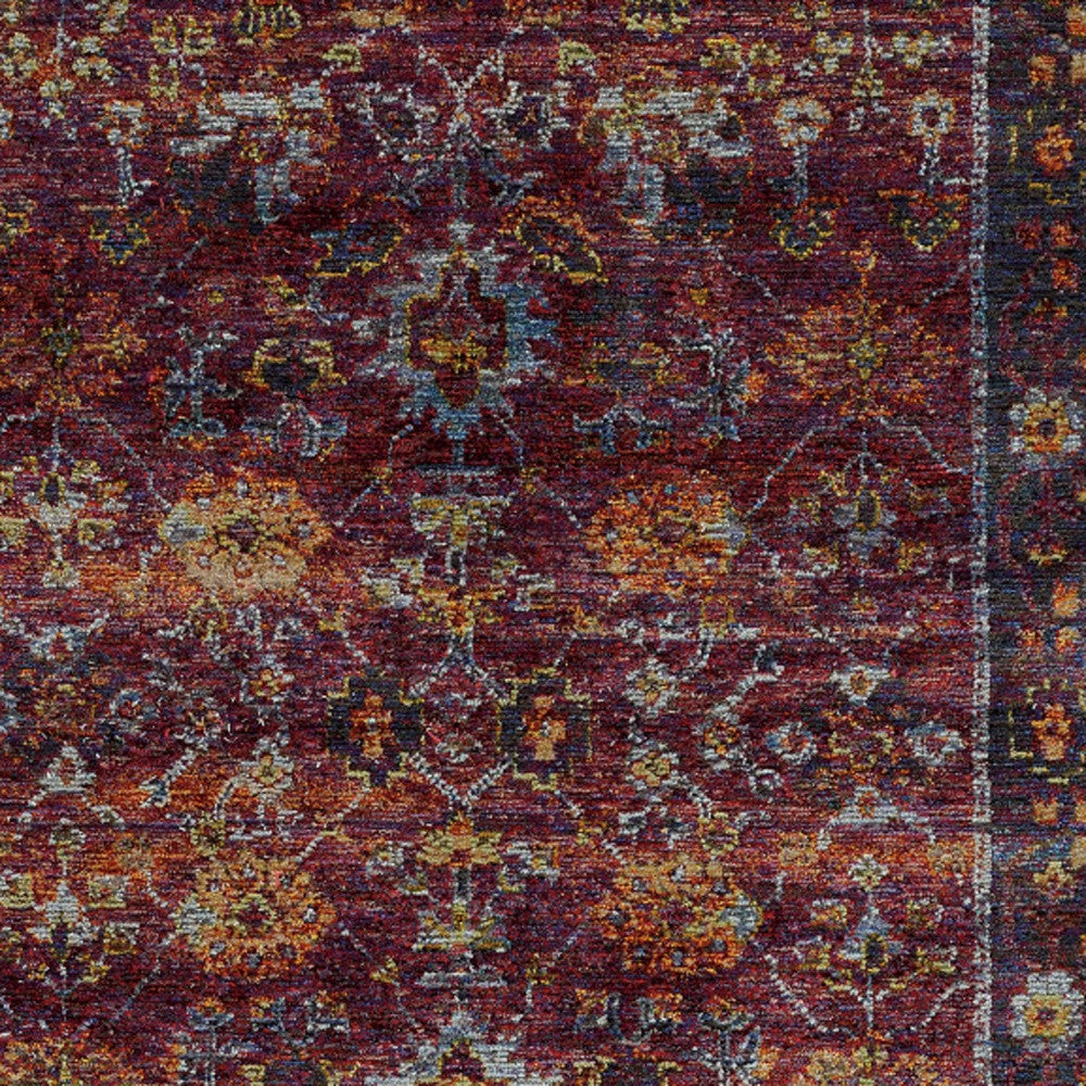 HomeRoots 509978 10 x 13 ft. Red Purple Gold & Gray Oriental Power Loom Stain Resistant Rectangle Area Rug
