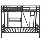 Twin Over Full Bunk Bed With Loft And Desk, L-Shaped Design For 3 Sleepers - Black