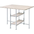Acme Raine Wooden Top Counter High Table in Antique White and Chrome