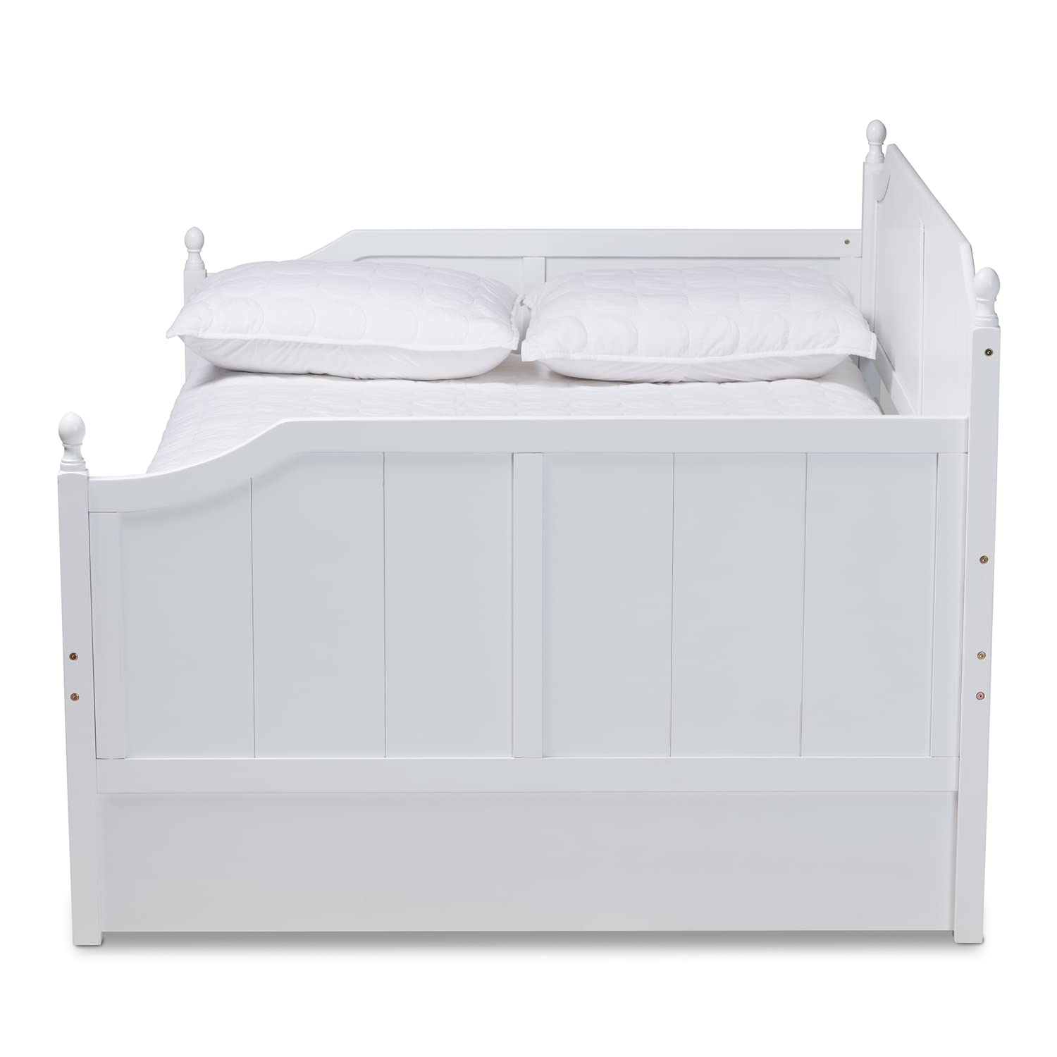 Baxton Studio Millie Cottage Farmhouse White Finished Wood Full Size Daybed with Trundle