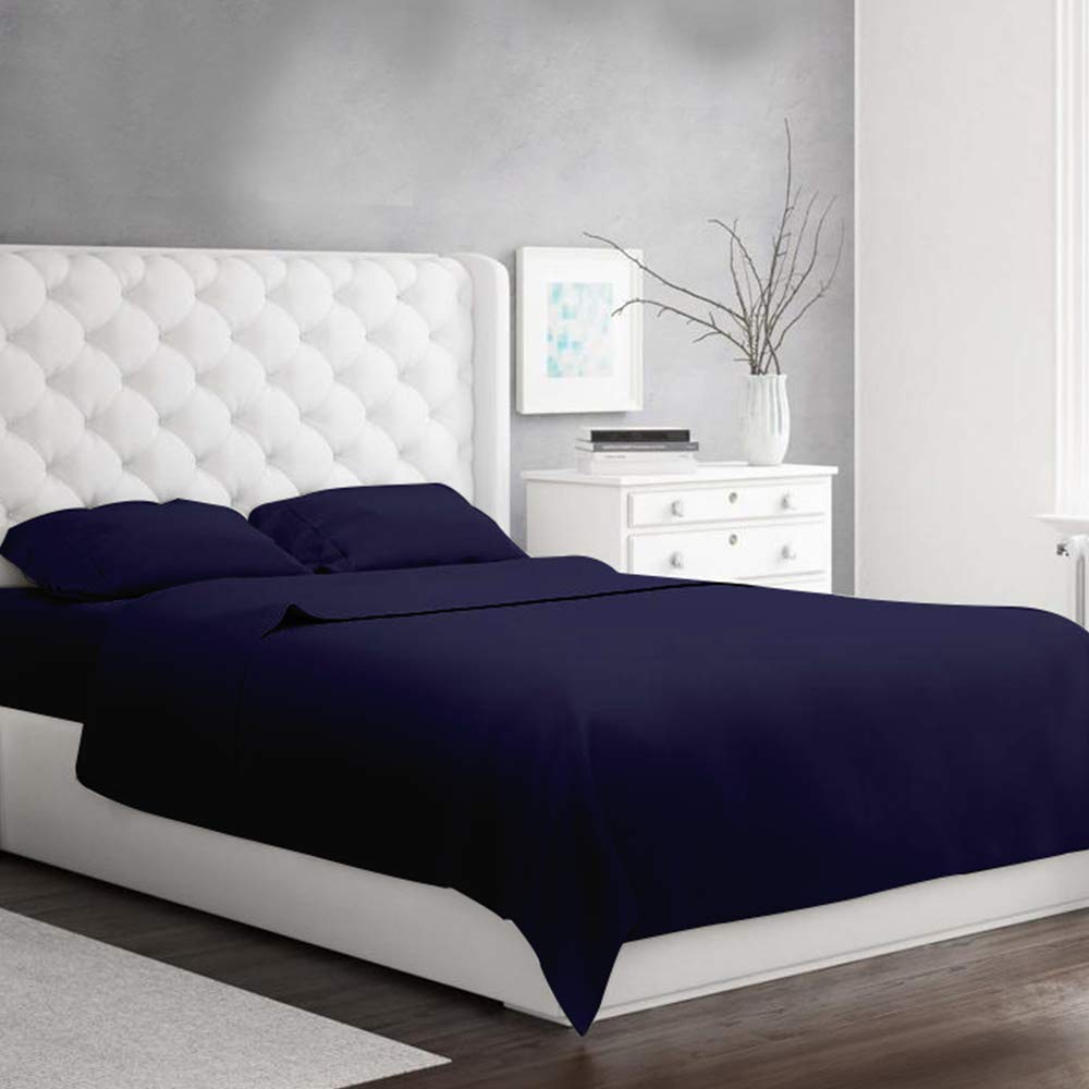 Charlottelyhues Navy Blue Sheet Set Queen Size 1000 Thread Count Super Soft 100% Egyptian Cotton Pack Of 4 With Deep Pocket Fits