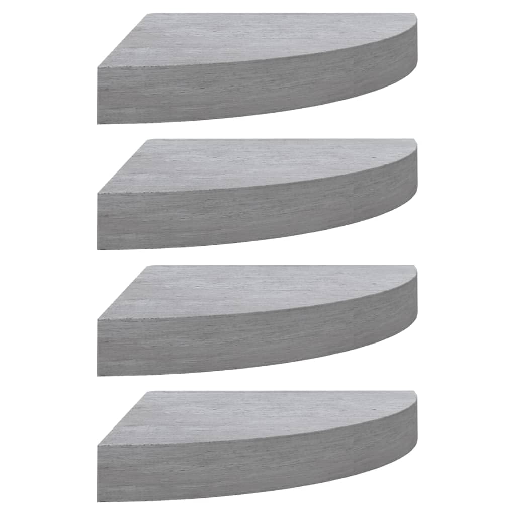 vidaXL Wall Corner Shelves 4 pcs Concrete Gray 13.7&quot;x13.7&quot;x1.4&quot; MDF