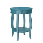 Acme Aberta Wooden Round End Table With Bottom Shelf In Teal