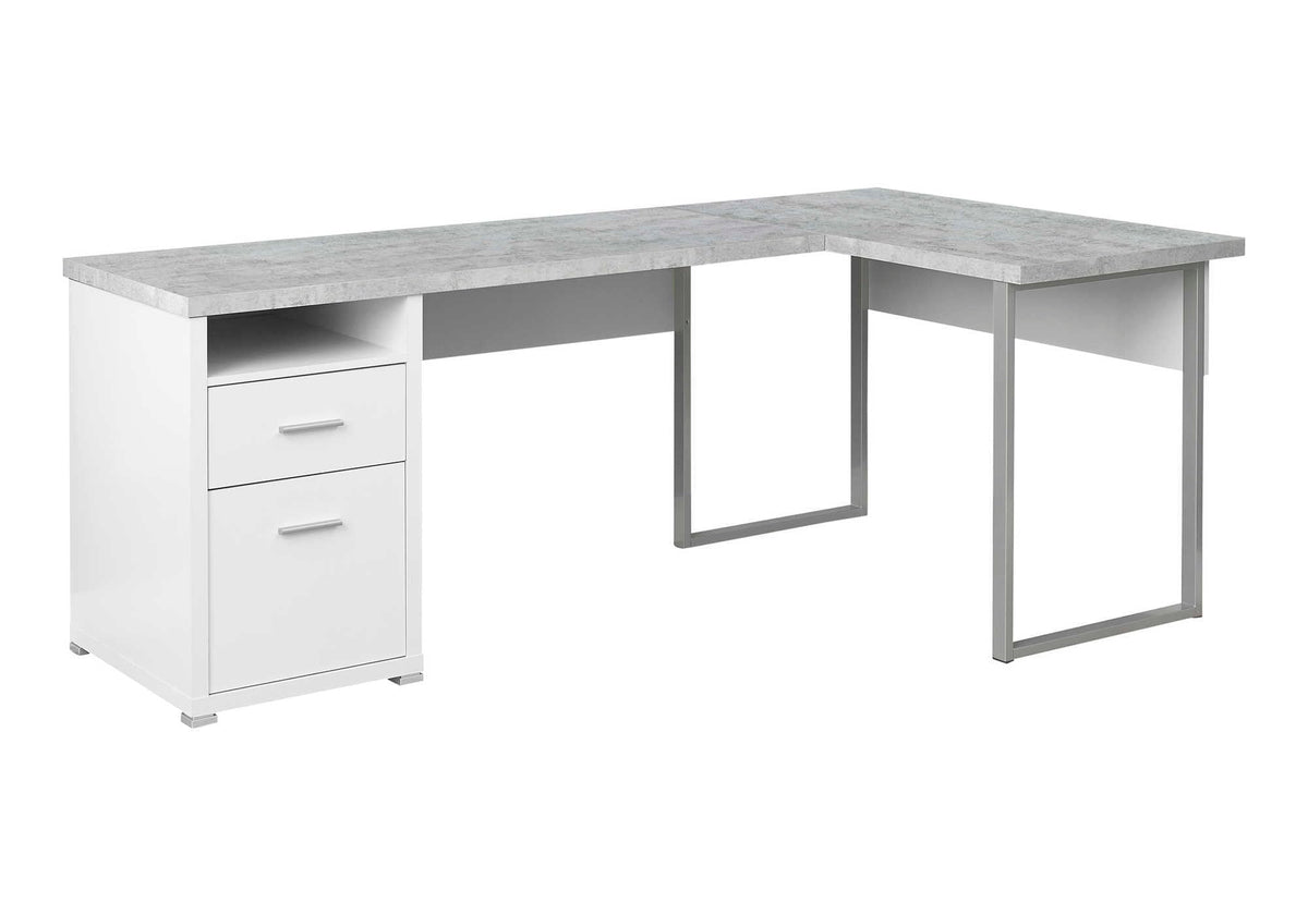 Monarch Specialties Computer Desk Left or Right Facing White / Cement-Look 80'L