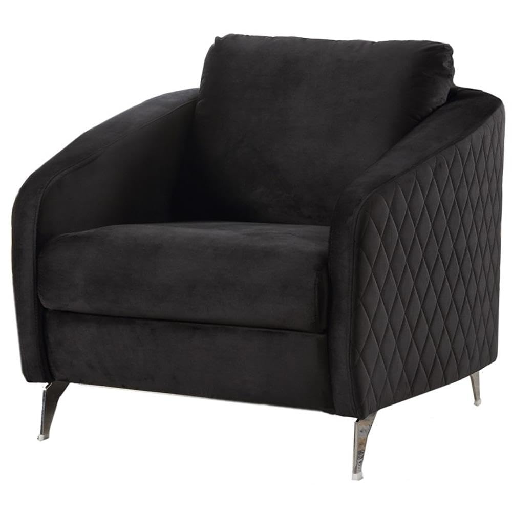 Lilola Home Sofia Black Velvet Modern Chic Accent Armchair