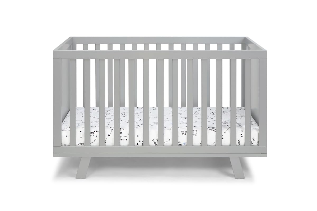 HomeRoots 530226 Light Gray Solid & Manufactured Wood Standard Three in One Convertible Crib