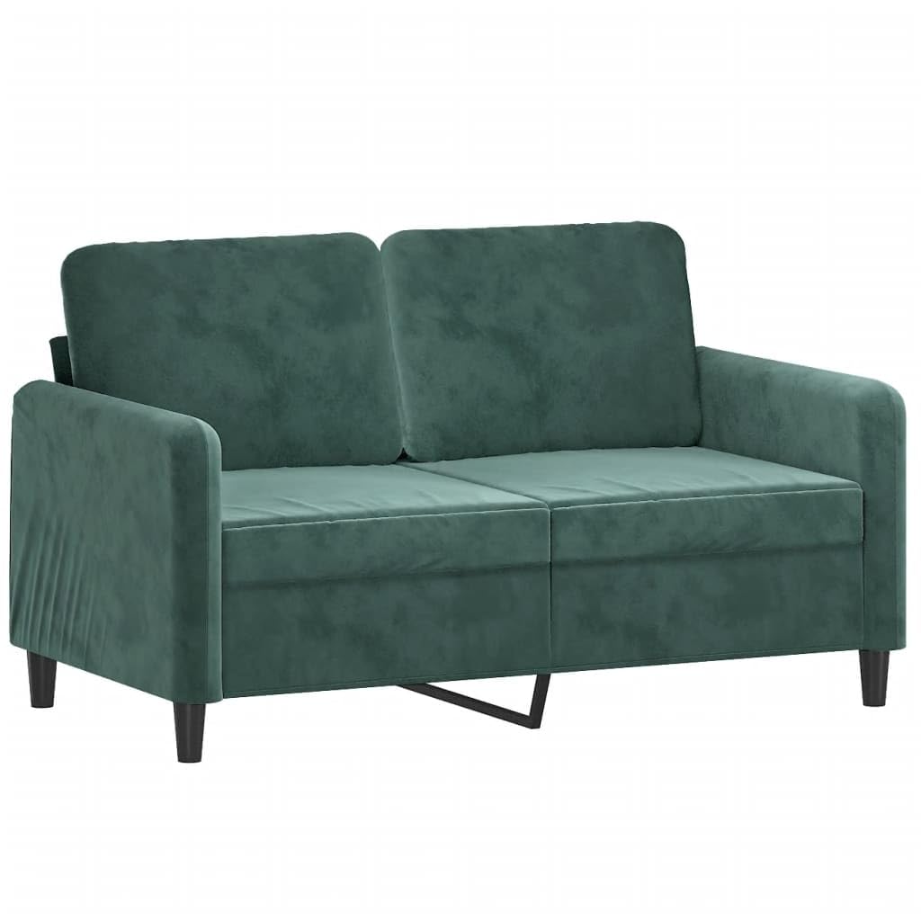 vidaXL 2 Piece Sofa Set in Dark Green Velvet - Softly Padded, Comfortable Living Room Furniture with Strong Plywood and Metal Frame, Ideal for Lounge Area