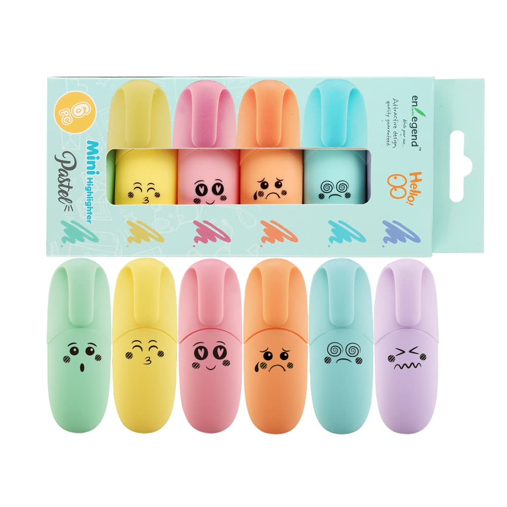 Enlegend 12 Pieces Kawaii School Supplies Assorted Colors Cute Mini Highlighters Kawaii Design Gift Highlighter Marker Pen
