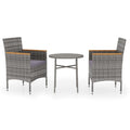 vidaXL 3 Piece Patio Dining Set Poly Rattan Conversation Set - Gray & Brown with Dark Gray Cushions - Ergonomic Design for Garden & Outdoor **Dining**