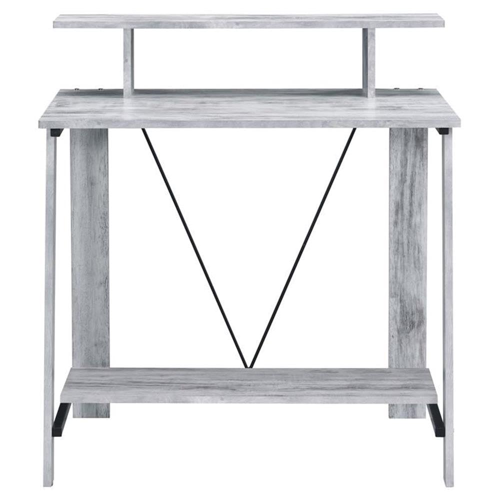 Acme Nypho Wooden 2 Shelves Writing Desk in Antique White and Black