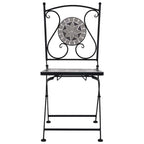 vidaXL Set of 2 Mosaic Bistro Chairs – Waterproof Ceramic Seat – Perfect for Garden, Patio & Balcony – Gray