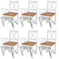 vidaXL Dining Chairs 6 Pcs, Accent Chair with Curved Slat Back, Dining Room Chair for Kitchen Restaurant, Modern Scandinavian Style, White Pinewood