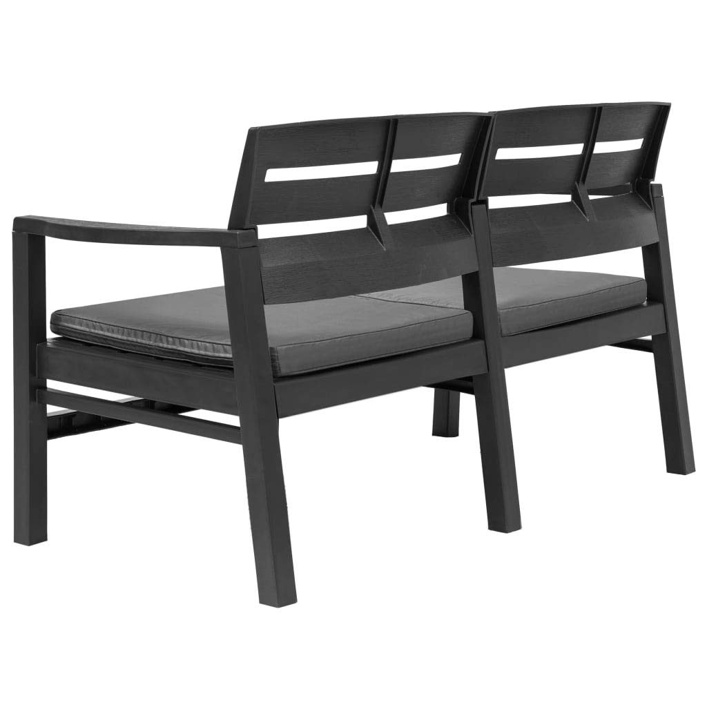 Vidaxl 2-Seater Patio Bench With Cushions 52.4'' Plastic Anthracite