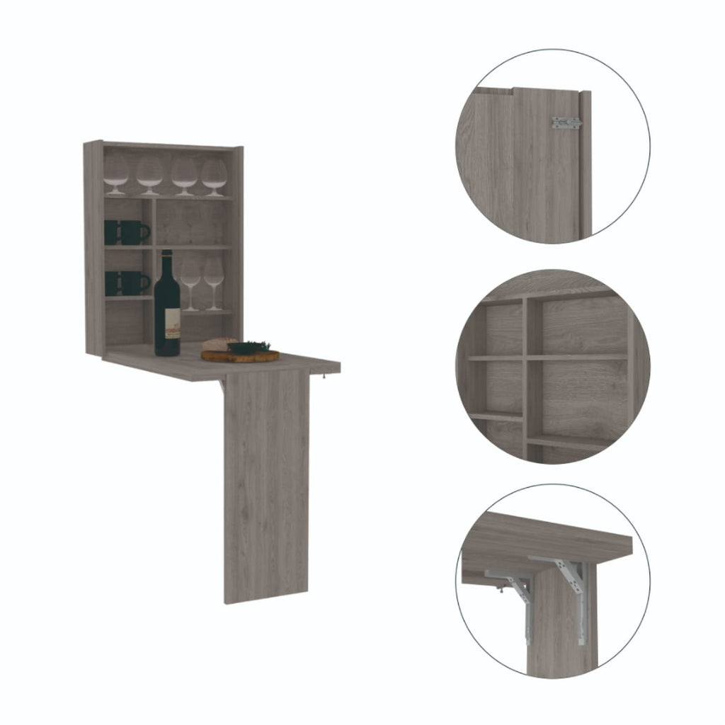 DEPOT E-SHOP Toscana Wall Foldable Table with 7 Shelves (Light Gray)