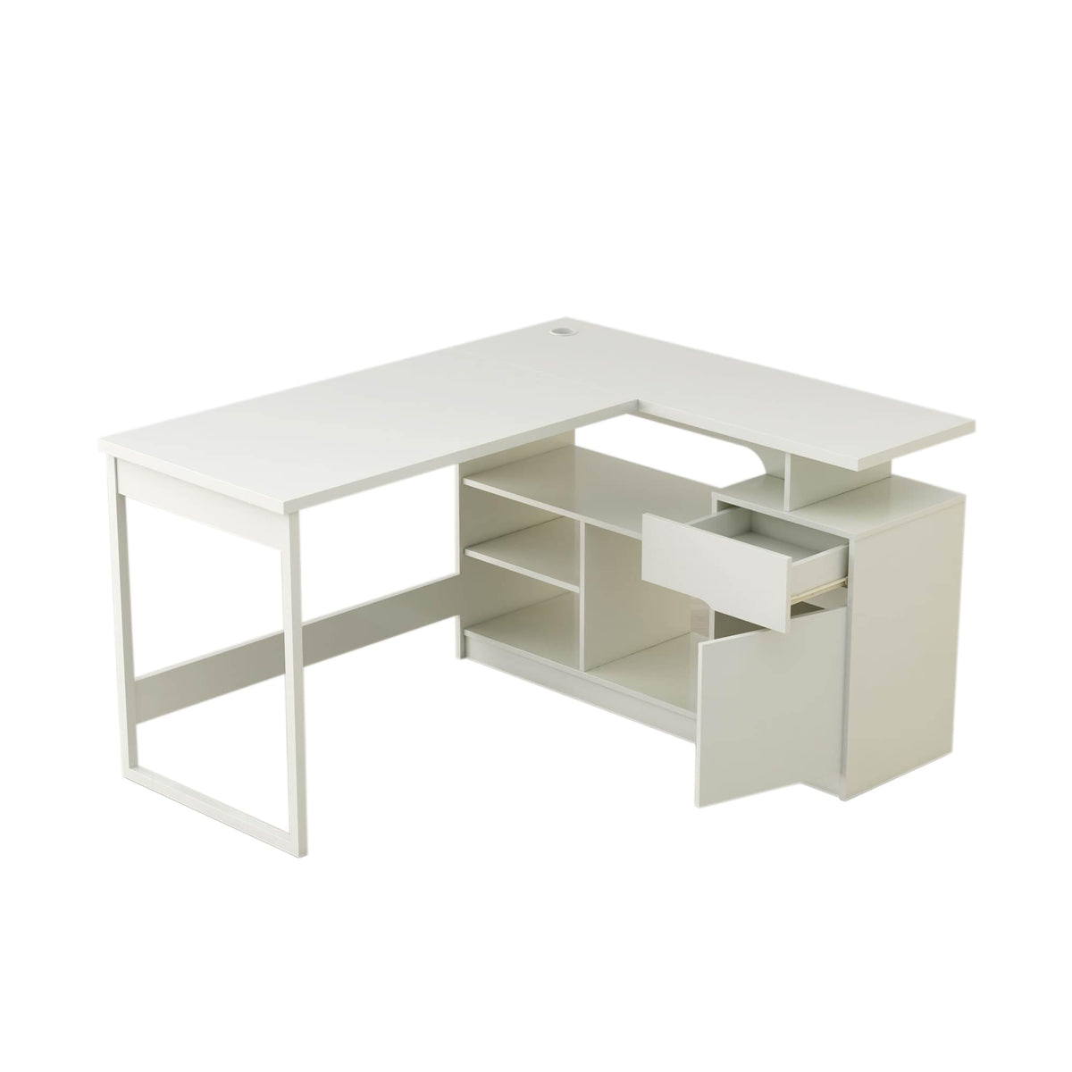 Anderson Teak Lexi 55&quot; L-Shaped Corner Office Desk, Large, White