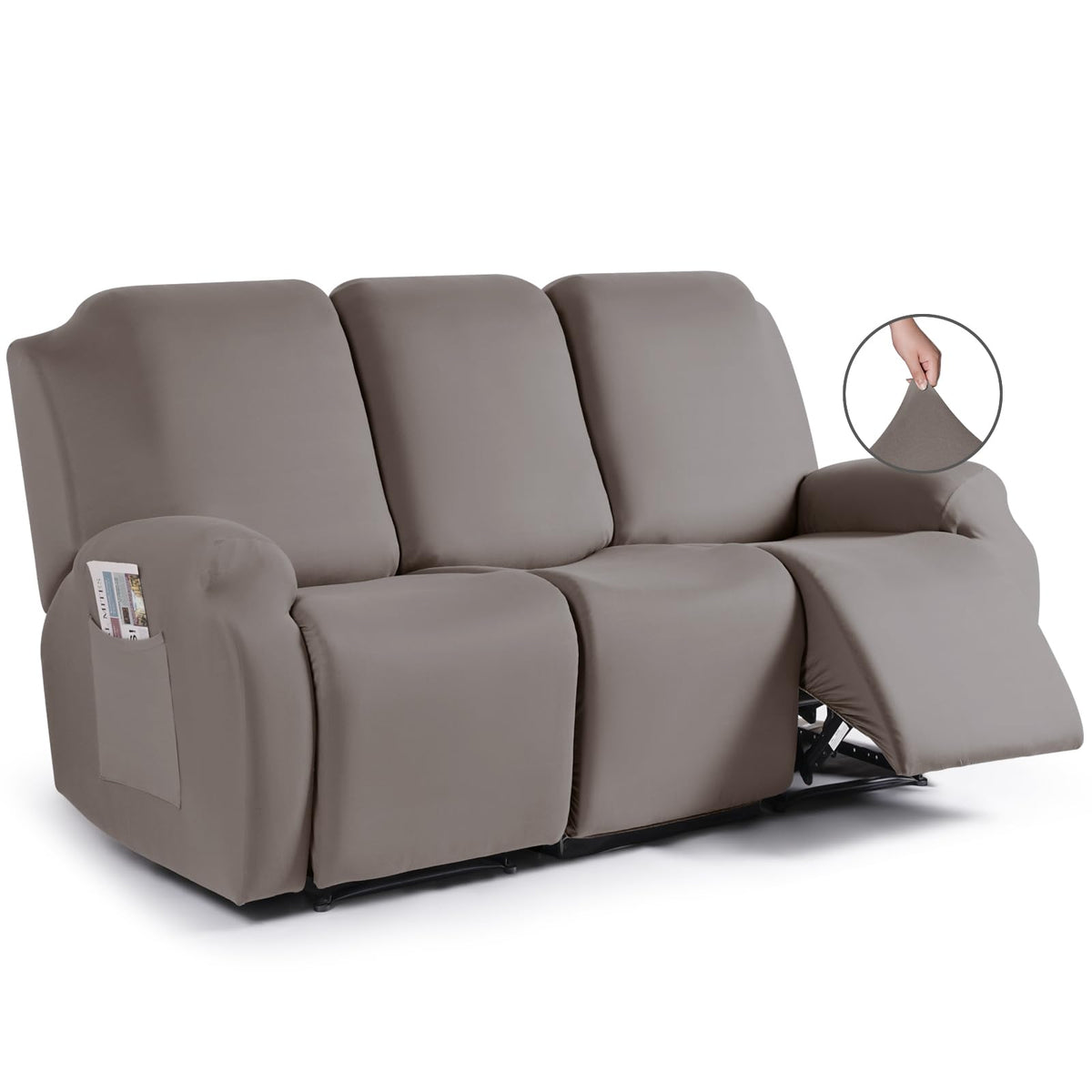TAOCOCO Stretch Recliner Sofa Covers 3 Pieces Couch Covers for 3 Seat Reclining Sofa, Soft Polyester Fabric Washable Furniture P