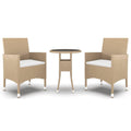 vidaXL 3 Piece Patio Dining Set Poly Rattan Beige