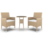 vidaXL 3 Piece Patio Dining Set Poly Rattan Beige