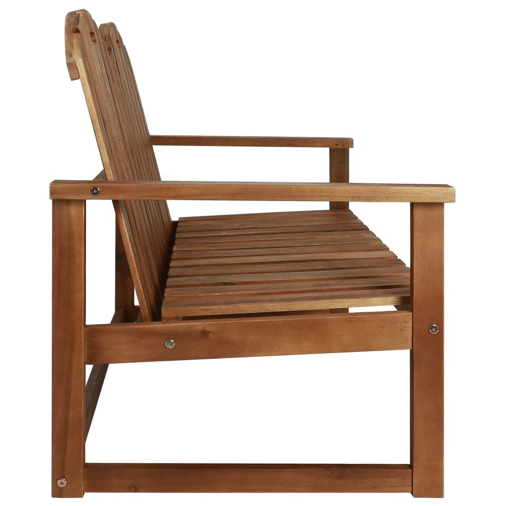 vidaXL Wooden Patio Bench, 43.3" Solid Acacia Wood, Outdoor Two-Seater Bench with Armrests and Backrest, Brown
