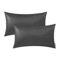 Brawarm Faux Leather Throw Pillow Covers 12 X 20 Inches - Charcoal Gray Leather Lumbar Pilow Covers Pack Of 2, Solid Dyed Leathe
