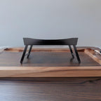 Ergode Elegant Wood Bed Tray - Foldable Legs, Dark Espresso Finish, Curved Sides