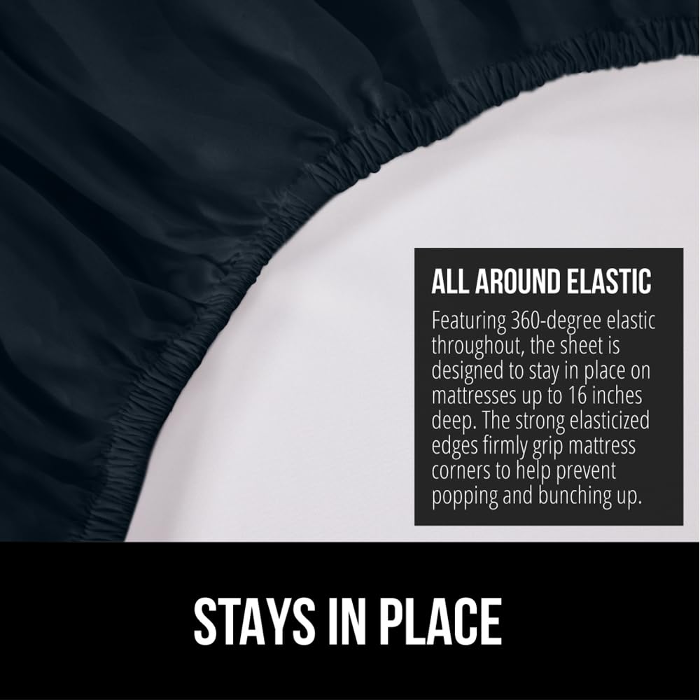 Gorilla Grip Fitted Sheets, Stay In Place Full Size Bottom Bed Sheet, Deep Pocket Mattress, Soft Breathable Lightweight Microfiber, All Around Elastic, Oeko-Tex, Wrinkle And Shrink Resistant, Charcoal