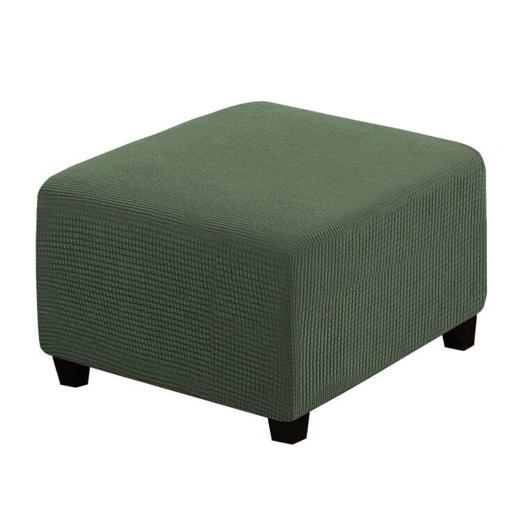 H.Versailtex Square Ottoman Covers Ottoman Slipcovers Folding Storage Stool Furniture Protector Form Fit With Elastic Bottom, Stretch High Spandex Small Checks Jacquard Fabric(Medium,Bronze Green)