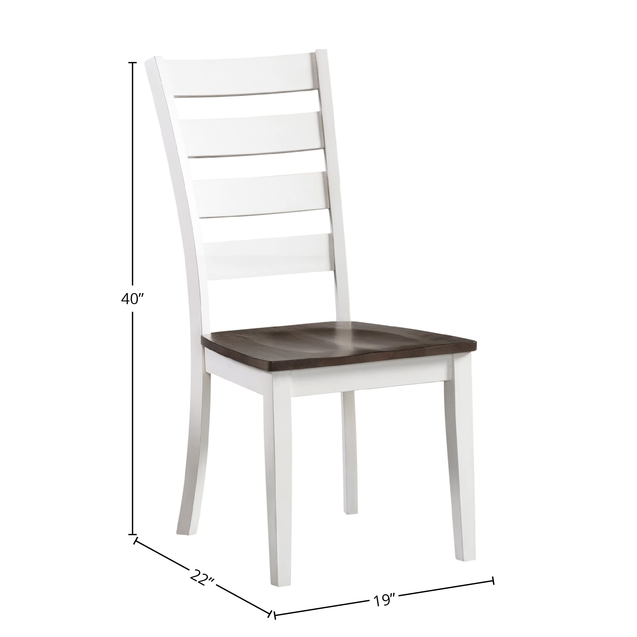 Intercon Kona Ladder Back Side Wood, Set of 2, Gray and White Dining Chair