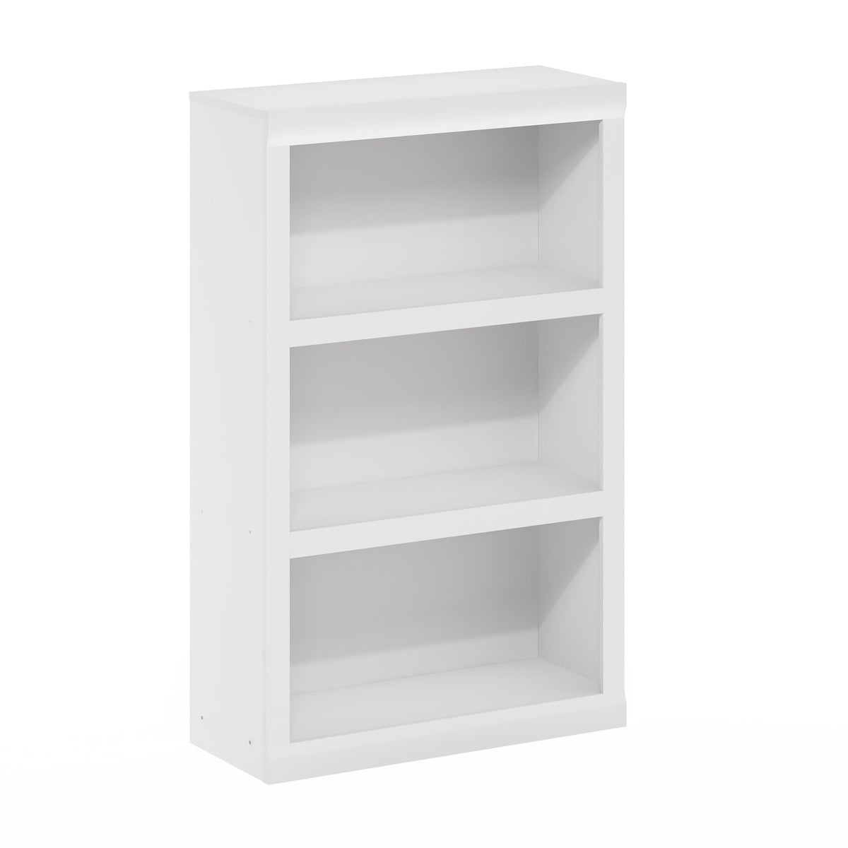 Furinno Rail 3-Tier Open Shelf Bookcase With Classic Style Edges, White