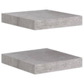 vidaXL Floating Wall Shelves, 2 Pieces- Concrete Gray- MDF & Metal Frame Design, Dimensions: 9.1"x9.3"x1.5", Modern Wall Display for Books & Collectibles