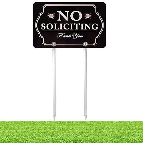 Kichwit No Soliciting Sign For House, No Soliciting Yard Sign, 12' X 8', 14' Long Metal Stakes Included