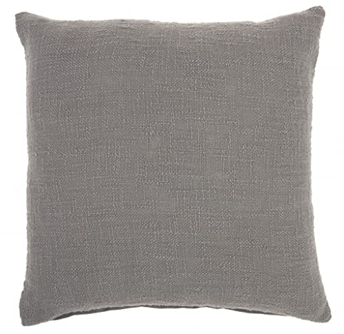 HomeRoots Grey 100% Cotton Gray Solid Woven Throw Pillow