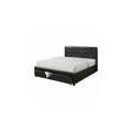Benzara Leather Upholstered Full Size Bed with Storage Drawer, Black