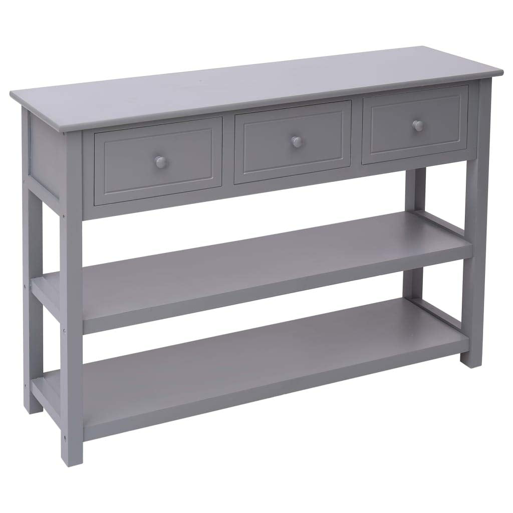 vidaXL Sideboard, Sideboard with 2 Shelves Sidetable, Storage Sideboard with 3 Drawers, Side Cabinet for Hallway Corridor, Farmhouse, Gray Wood
