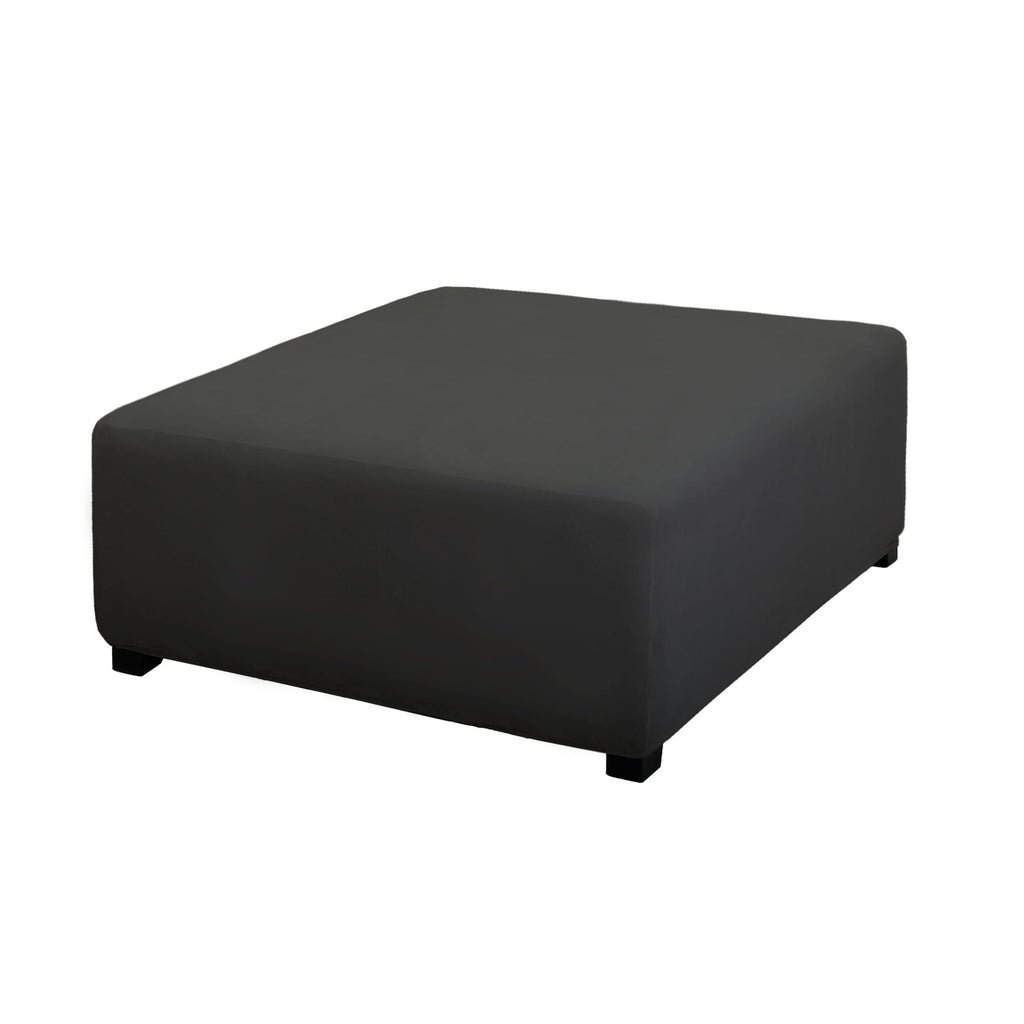 Purefit Super Stretch Form Fit Square Ottoman Cover Rectangle - Ottoman Slipcovers For Foot Stool & Folding Storage Furniture For Living Room With Nonslip Elastic Bottom (Medium-Xl, Dark Gray)