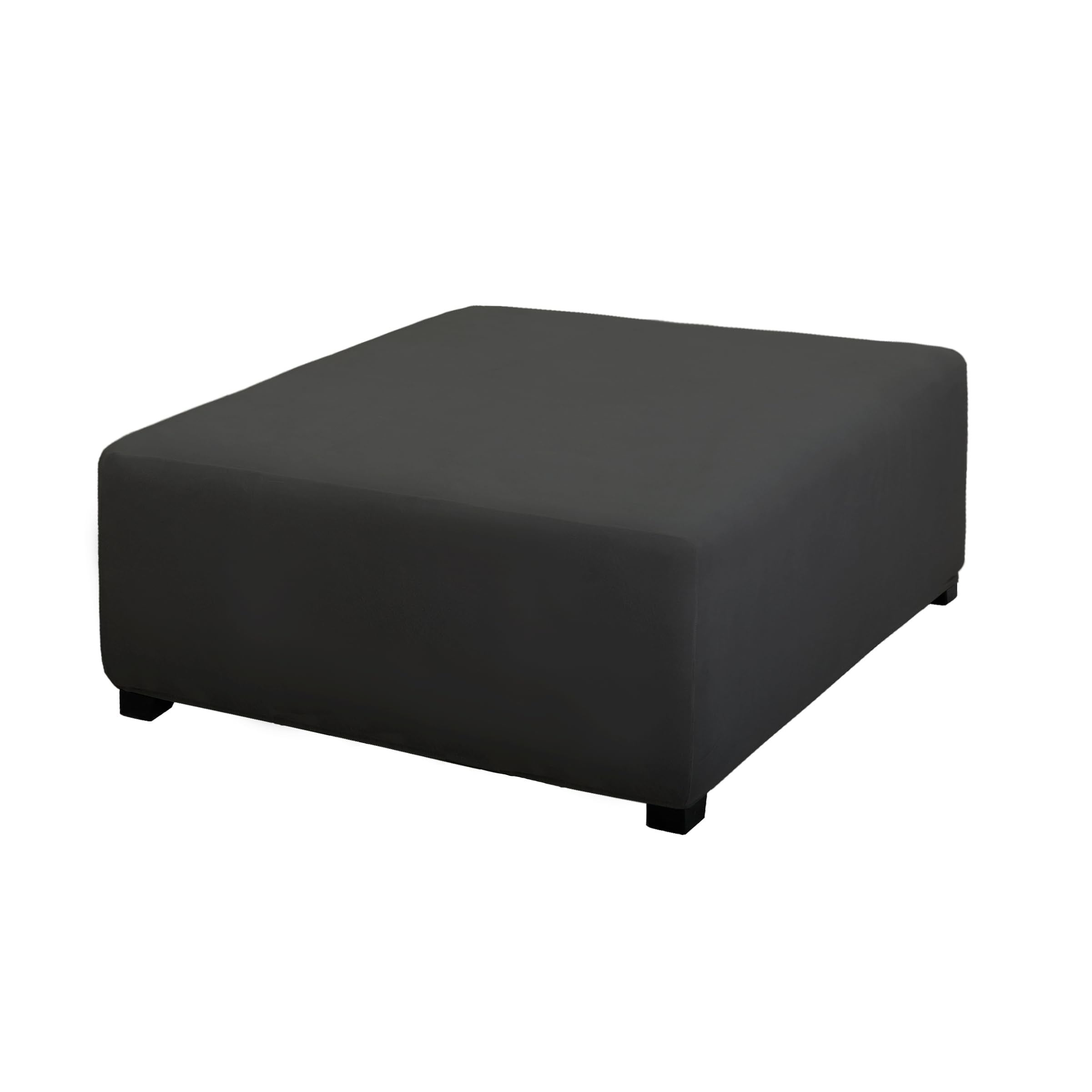 Purefit Super Stretch Form Fit Square Ottoman Cover Rectangle - Ottoman Slipcovers For Foot Stool & Folding Storage Furniture For Living Room With Nonslip Elastic Bottom (Medium-Xl, Dark Gray)