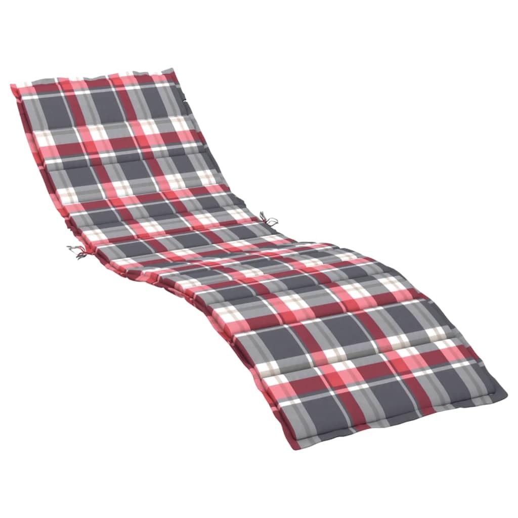vidaXL Sun Lounger Cushion - Red Check Pattern, Oxford Fabric, Indoor/Outdoor Use, Non-Slip Design, Foam Fiber Filling, 78.7x19.