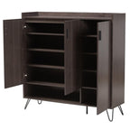 Baxton Studio Baldor Modern and Contemporary Dark Brown Finished Wood 3-Door Shoe Cabinet