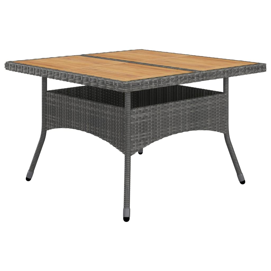 vidaXL Solid Acacia Wood Patio Dining Set 9 Piece Outdoor Garden Terrace Yard Wooden Dining Table and Chair Seating Seat Furniture Poly Rattan Gray