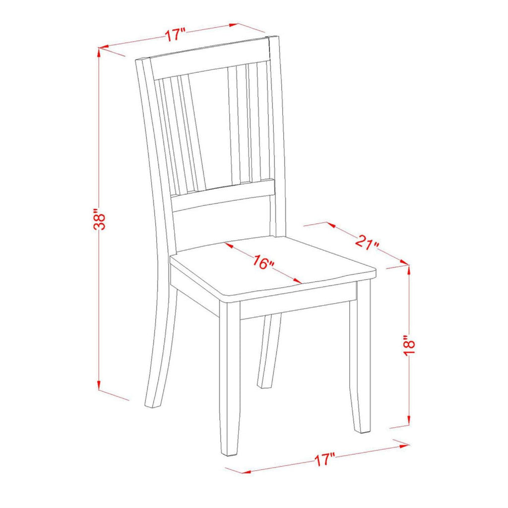 East West Furniture Dudley Dining Room Slat Back Wood Seat Chairs, Set of 2, Mahogany