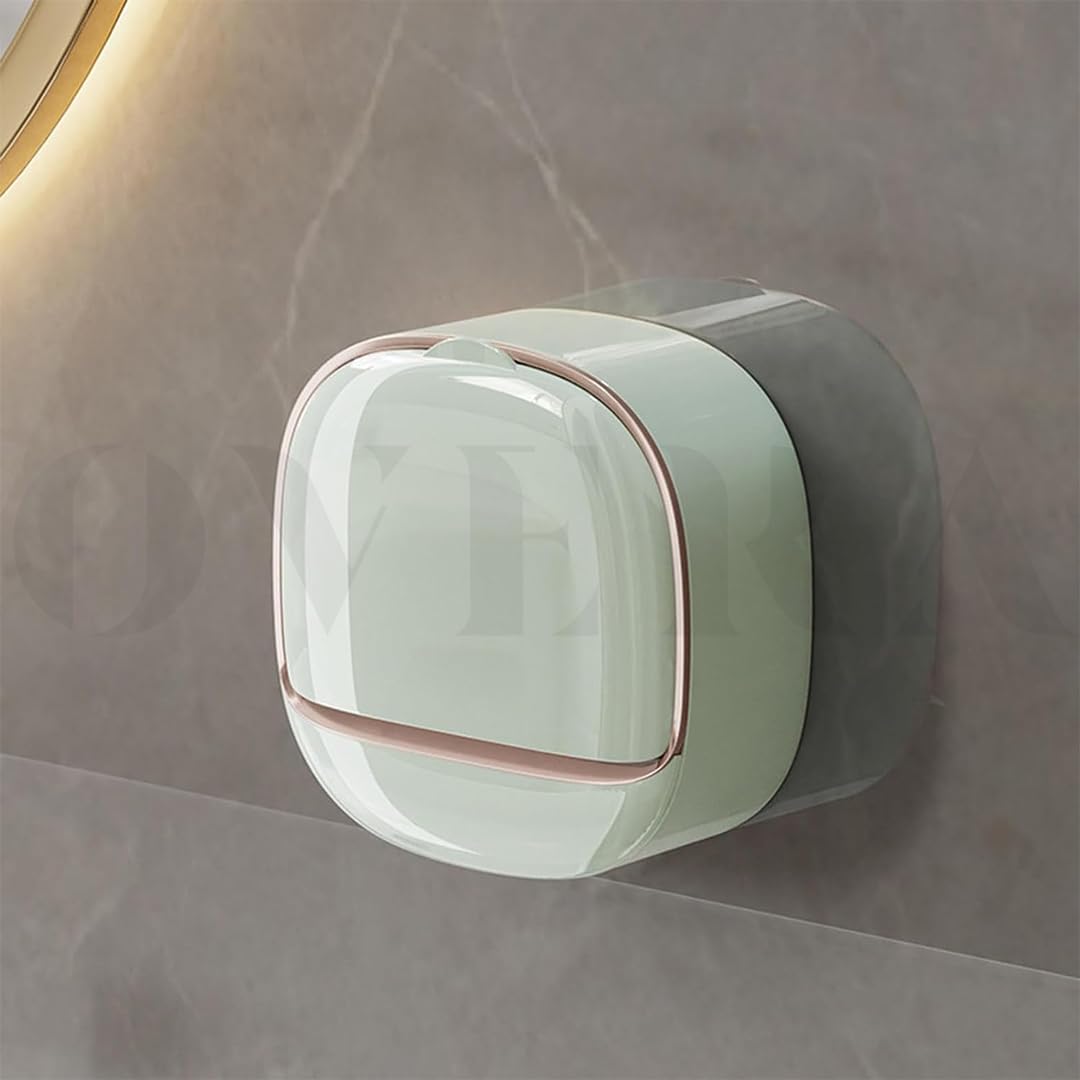 Overa Soap Box Lid Soap Dish Wall Mounted Soap Dish No Drilling Waterproof Soap Box with Drip Tray SelfAdhesive Soap Dishes for