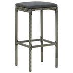 vidaXL Modern Bar Stools - 6 Piece Set in Gray Poly Rattan with Cushions - Durable Steel Frame - Comfortable Seat Cushions - Indoor and Outdoor Use