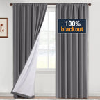 H.Versailtex 100% Blackout Curtains 84 Inches Long Full Light Blocking Curtain Draperies For Bedroom Living Room Thermal Insulated Functional Soft Thick Window Treatment Set Of 2 Panels, Grey