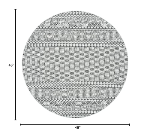 Safavieh Courtyard Collection 4' Round Grey/Black Cy8235 Indoor/ Outside Waterproof Easy Cleansingpatio Backyard Mudroom Area Mat