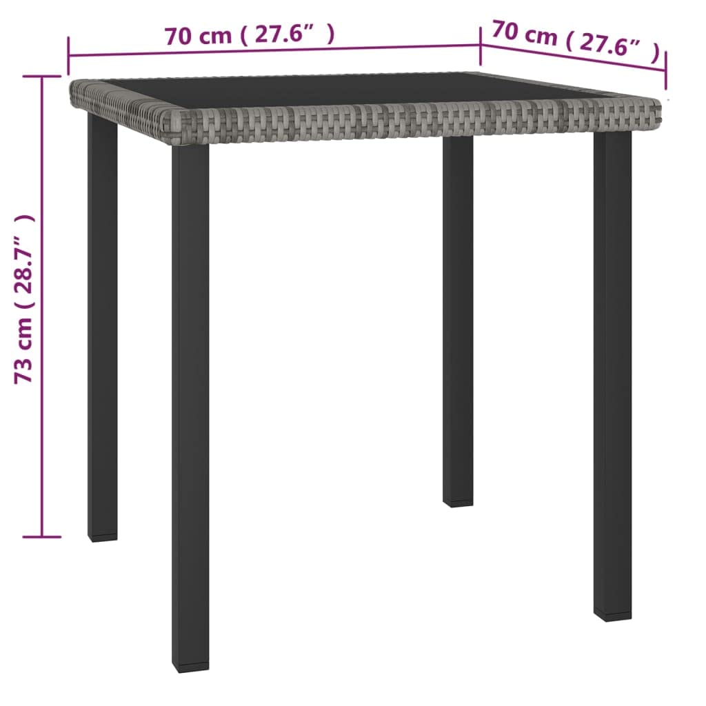 vidaXL Patio Dining Set 3 Piece, Outdoor Dining Set for Garden Yard, Table and Chair for Balcony, Dining Table, Farmhouse Style, Poly Rattan Gray