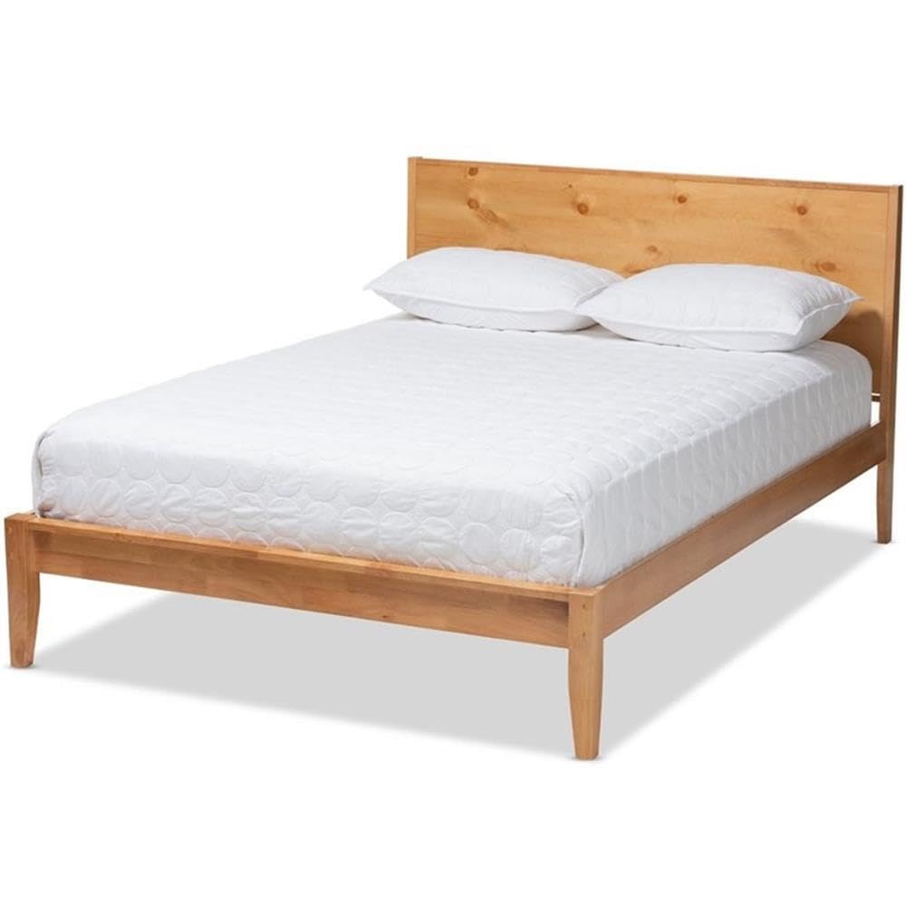 Baxton Studio Marana Modern and Rustic Natural Oak and Pine Finished Wood Queen Size Platform Bed