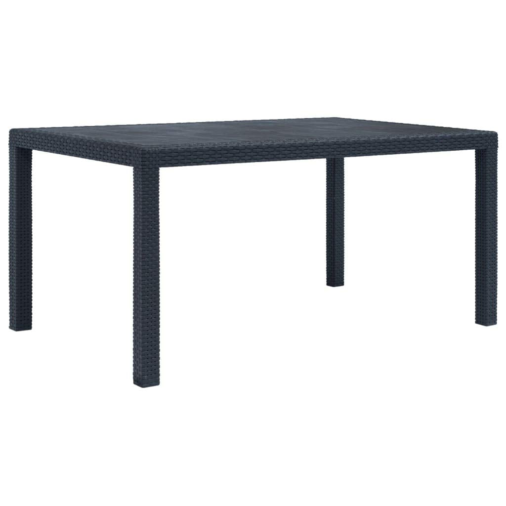 vidaXL Anthracite Patio Table with Rattan Look Design | Durable & Weather Resistant | Lightweight Outdoor Dining Table for Garden, Patio or Campsite - Dimensions 59"x35.4"x28.3".