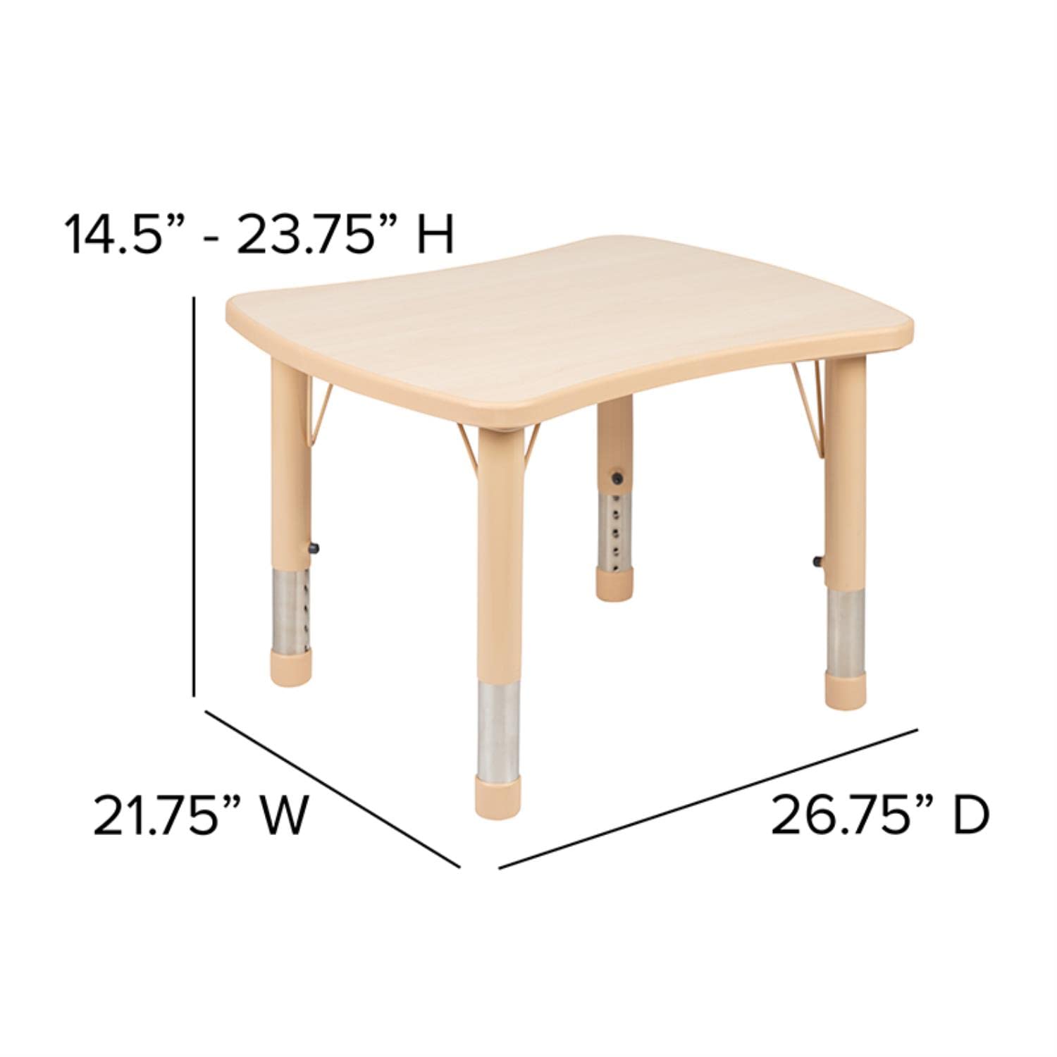 Flash Furniture Wren 21.875'W X 26.625'L Rectangular Natural Plastic Height Adjustable Activity Table
