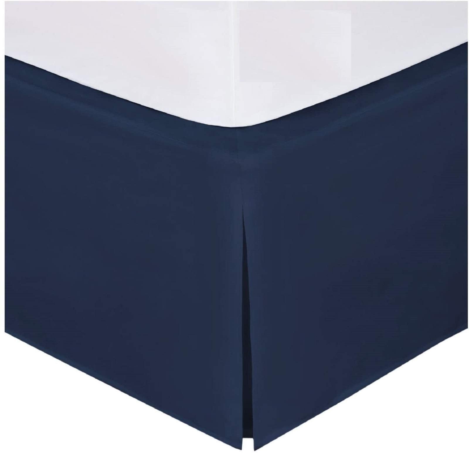 Fancy Collection Easy Care Tailored Microfiber Bed Skirt Solid New (Queen, Navy Blue)