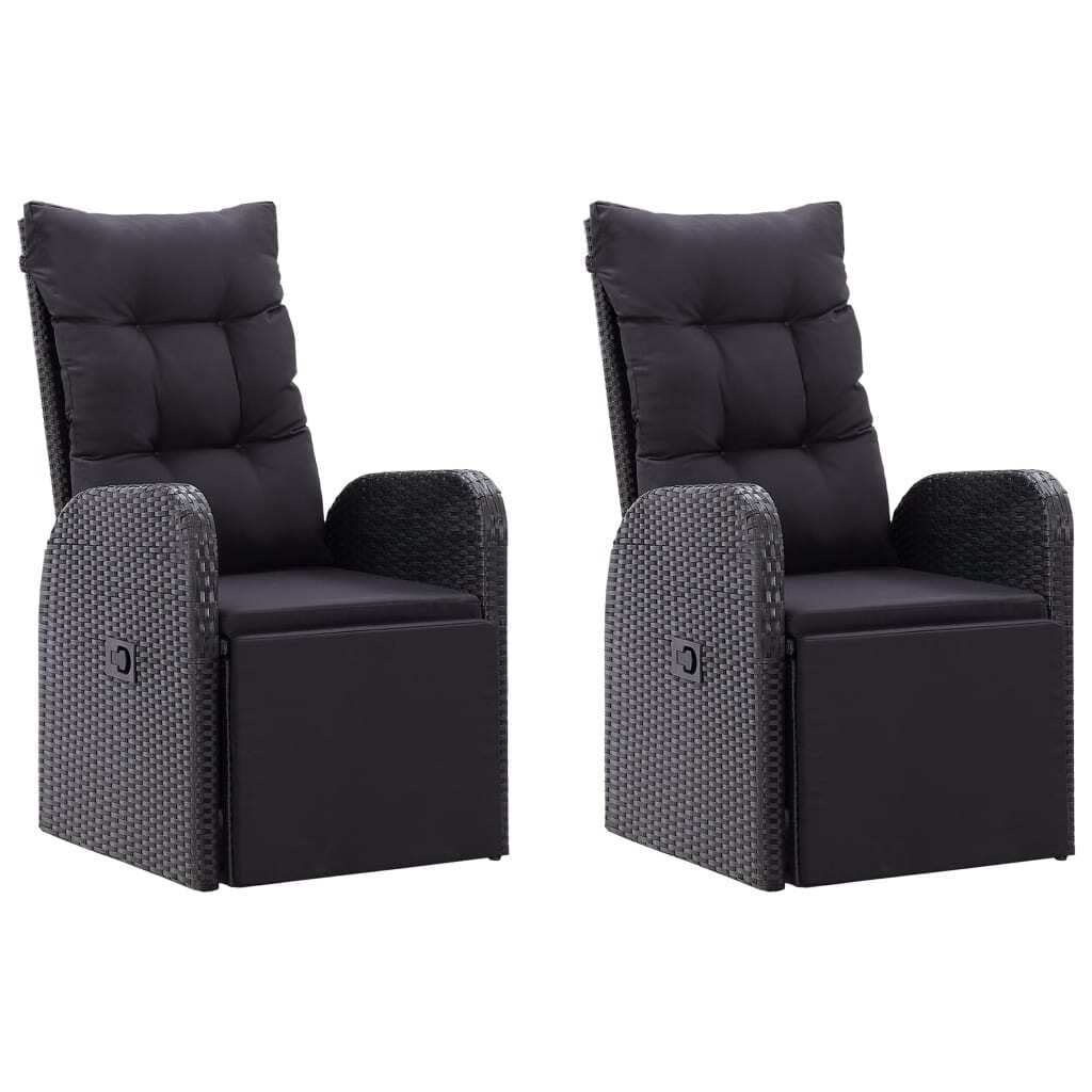 vidaXL Patio Dining Set 3 Piece Garden Outdoor Terrace Backyard Furniture Adjustable Dining Table and Chair Seating Seat Chair Black